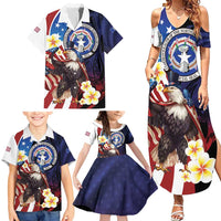 Personalized Northern Mariana Islands 4th of July Family Matching Summer Maxi Dress and Hawaiian Shirt Plumeria USA Eagle LT01 - Polynesian Pride