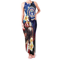 Personalized Northern Mariana Islands 4th of July Family Matching Tank Maxi Dress and Hawaiian Shirt Plumeria USA Eagle LT01 Mom's Dress Multicolor - Polynesian Pride