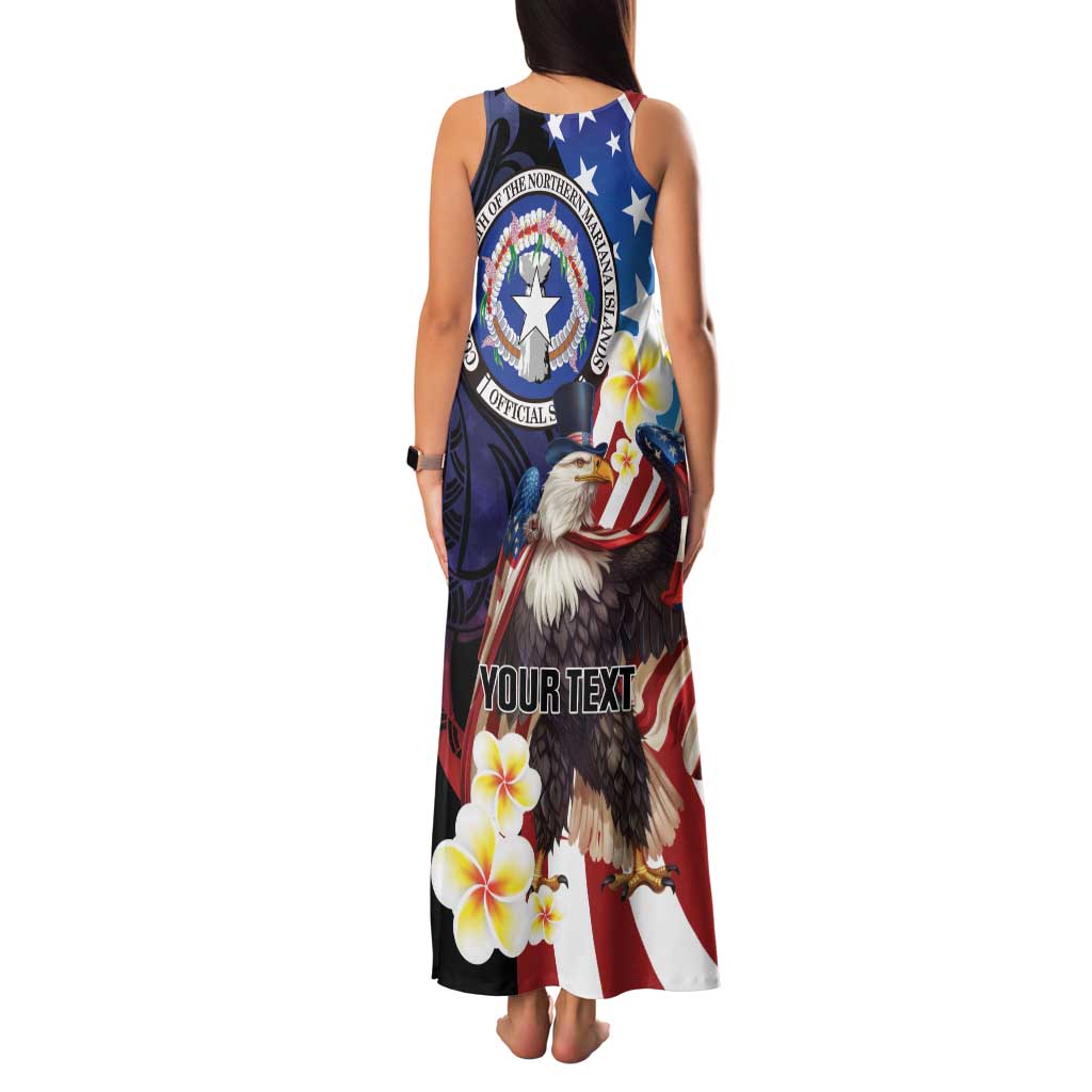 Personalized Northern Mariana Islands 4th of July Family Matching Tank Maxi Dress and Hawaiian Shirt Plumeria USA Eagle LT01 - Polynesian Pride