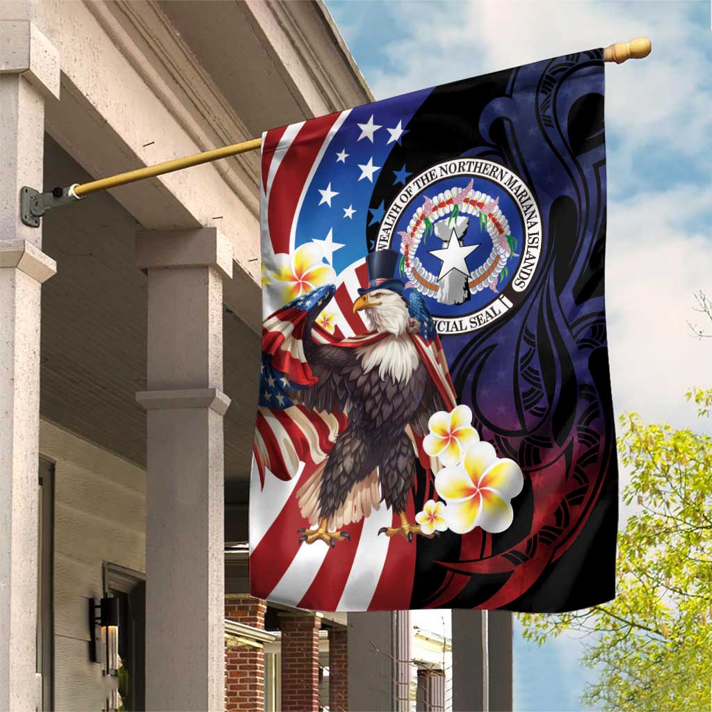 Northern Mariana Islands 4th of July Garden Flag Plumeria USA Eagle