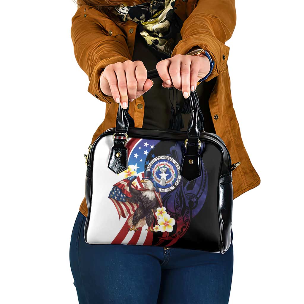 Northern Mariana Islands 4th of July Shoulder Handbag Plumeria USA Eagle LT01 One Size Multicolor - Polynesian Pride