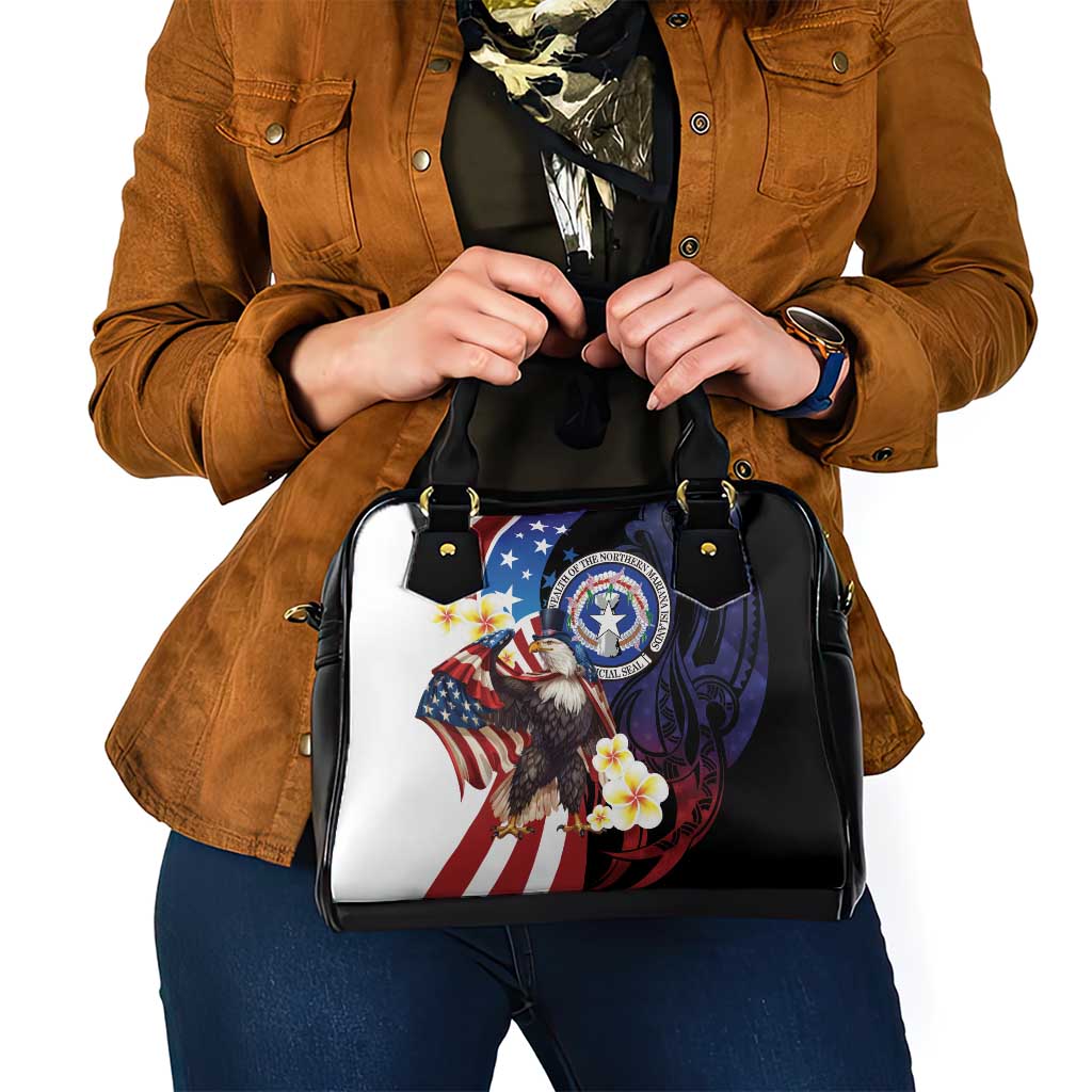Northern Mariana Islands 4th of July Shoulder Handbag Plumeria USA Eagle LT01 - Polynesian Pride