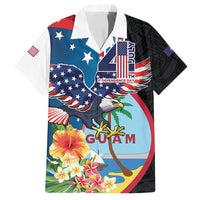 Personalized Guam Fourth of July Family Matching Off Shoulder Maxi Dress and Hawaiian Shirt Tropical Flowers LT01 Dad's Shirt - Short Sleeve Multicolor - Polynesian Pride
