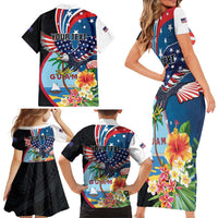 Personalized Guam Fourth of July Family Matching Short Sleeve Bodycon Dress and Hawaiian Shirt Tropical Flowers LT01 - Polynesian Pride
