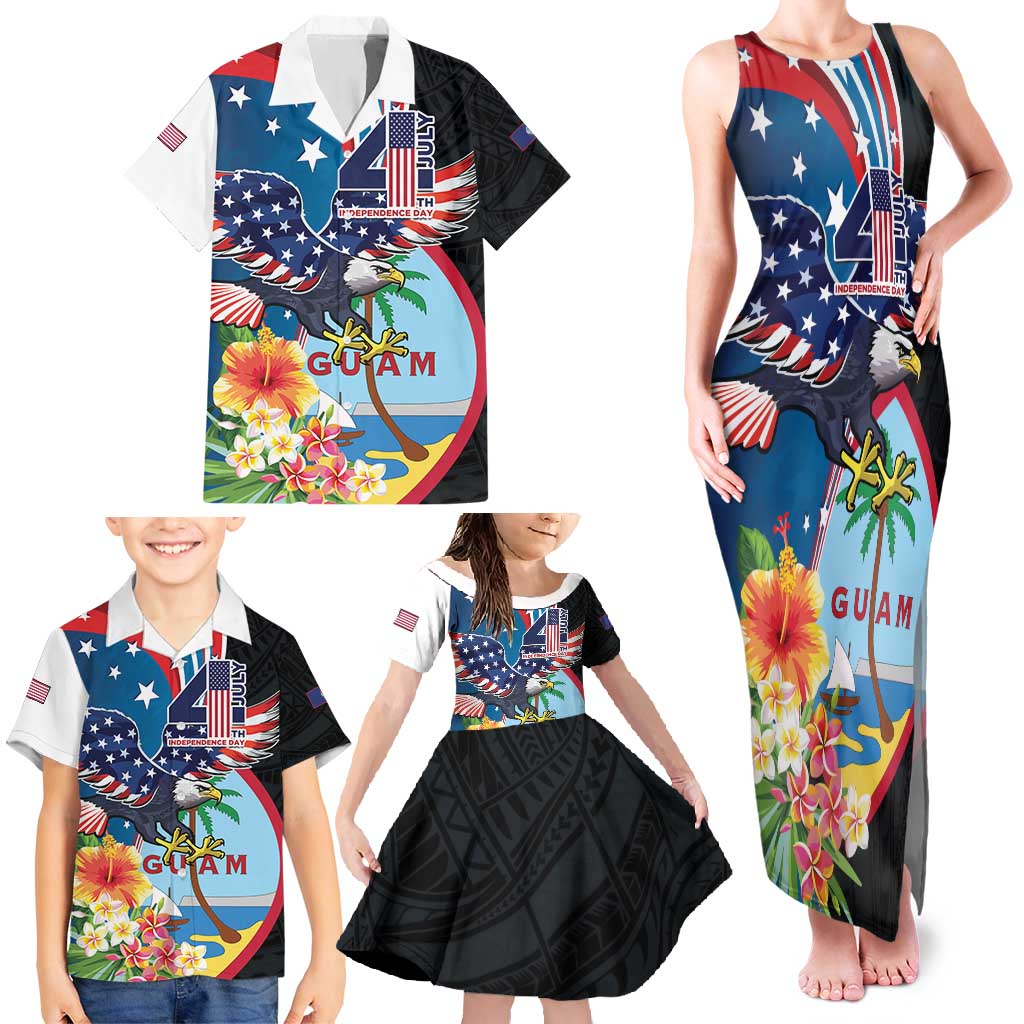 Personalized Guam Fourth of July Family Matching Tank Maxi Dress and Hawaiian Shirt Tropical Flowers LT01 - Polynesian Pride