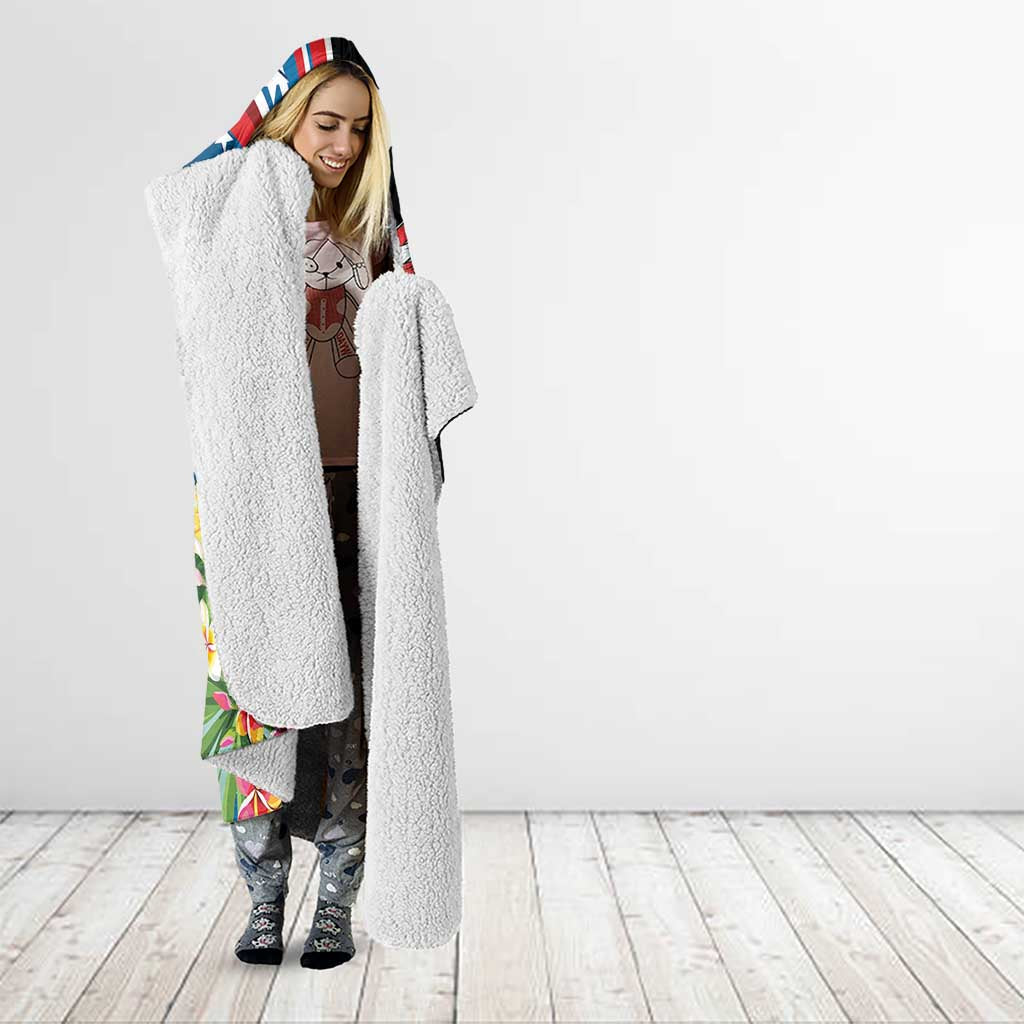 Guam Fourth of July Hooded Blanket Tropical Flowers