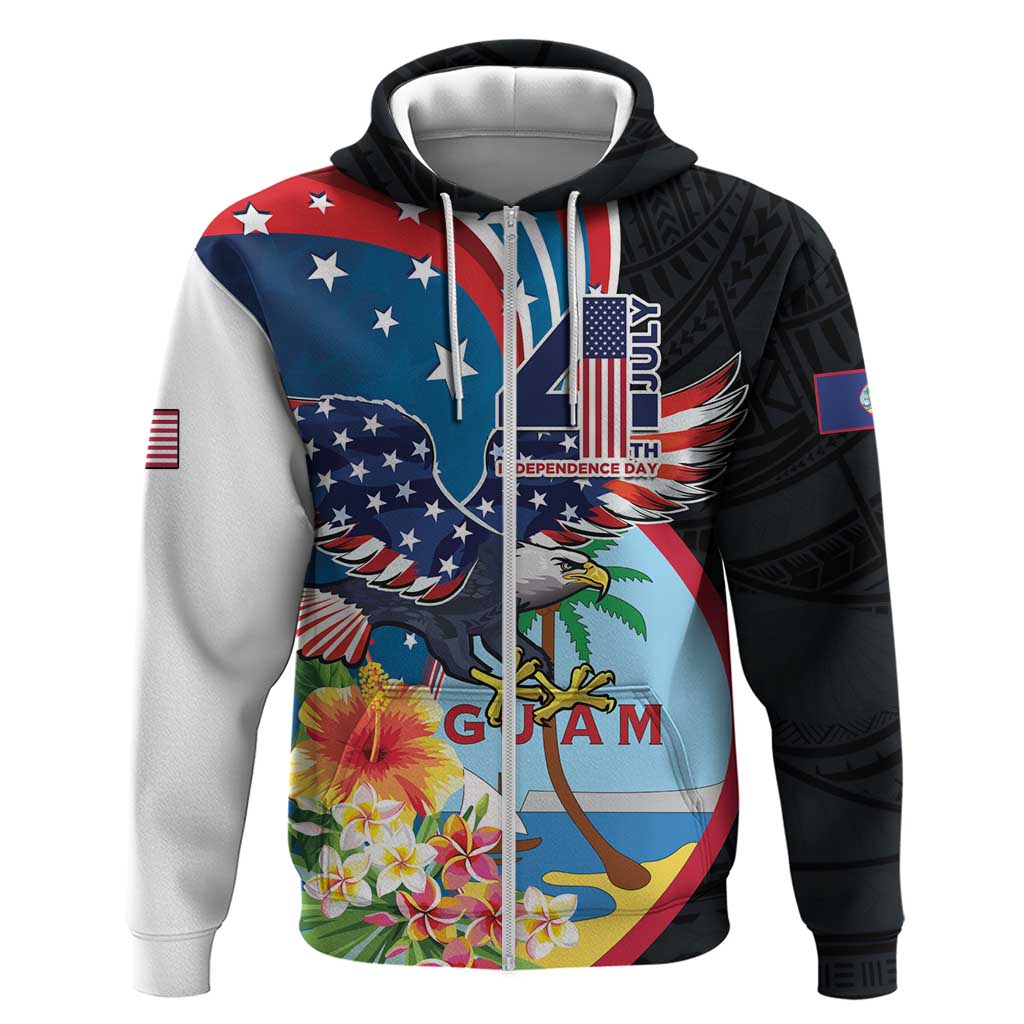 Personalized Guam Fourth of July Hoodie Tropical Flowers