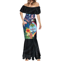 Personalized Guam Fourth of July Mermaid Dress Tropical Flowers LT01 - Polynesian Pride