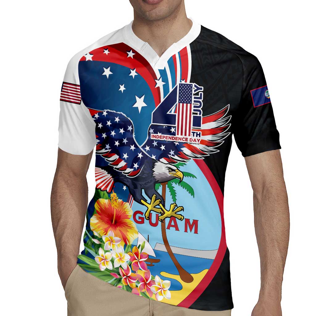 Personalized Guam Fourth of July Rugby Jersey Tropical Flowers