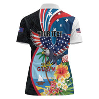 Personalized Guam Fourth of July Women Polo Shirt Tropical Flowers LT01 - Polynesian Pride