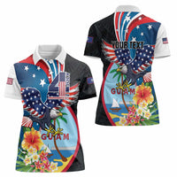 Personalized Guam Fourth of July Women Polo Shirt Tropical Flowers LT01 - Polynesian Pride