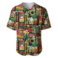 Hawaiian Santa Christmas Pattern Baseball Jersey Black Version LT01 Red - Polynesian Pride