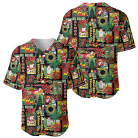 Hawaiian Santa Christmas Pattern Baseball Jersey Black Version LT01 - Polynesian Pride