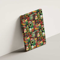 Hawaiian Santa Christmas Pattern Canvas Wall Art Black Version - Polynesian Pride