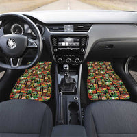 Hawaiian Santa Christmas Pattern Car Mats Black Version - Polynesian Pride