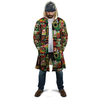 Hawaiian Santa Christmas Pattern Cloak Black Version - Polynesian Pride