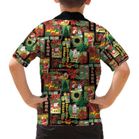 Hawaiian Santa Christmas Pattern Family Matching Summer Maxi Dress and Hawaiian Shirt Black Version - Polynesian Pride