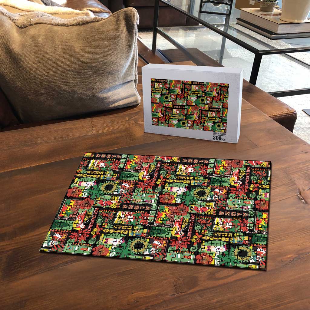 Hawaiian Santa Christmas Pattern Puzzle Black Version - Polynesian Pride