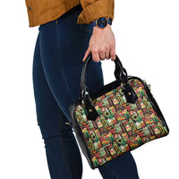 Hawaiian Santa Christmas Pattern Shoulder Handbag Black Version - Polynesian Pride