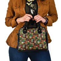 Hawaiian Santa Christmas Pattern Shoulder Handbag Black Version - Polynesian Pride