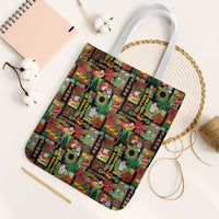 Hawaiian Santa Christmas Pattern Tote Bag Black Version - Polynesian Pride