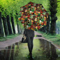 Hawaiian Santa Christmas Pattern Umbrella Black Version - Polynesian Pride