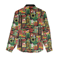 Hawaiian Santa Christmas Pattern Women Casual Shirt Black Version - Polynesian Pride