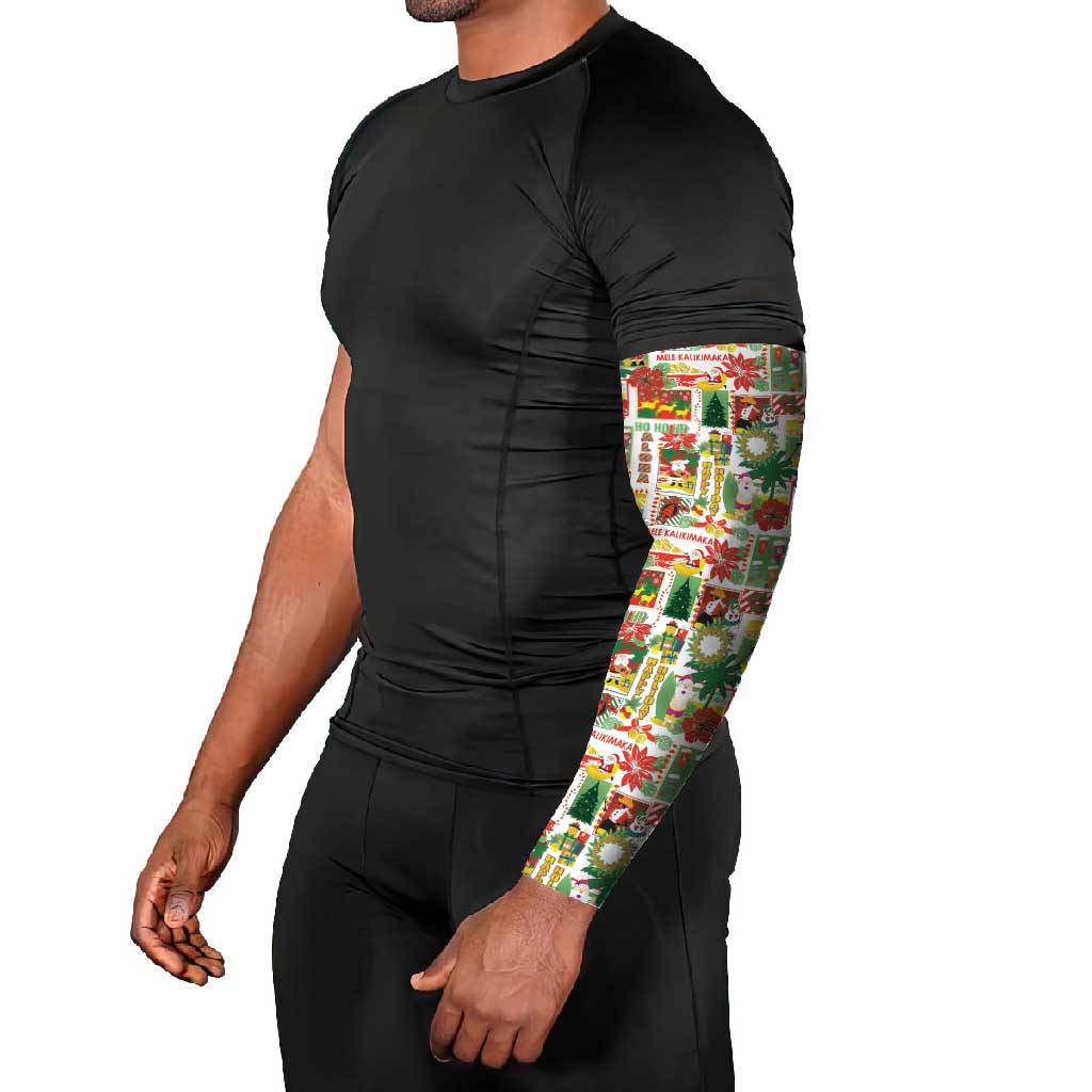 Hawaiian Santa Christmas Pattern Arm Sleeves White Version - Polynesian Pride