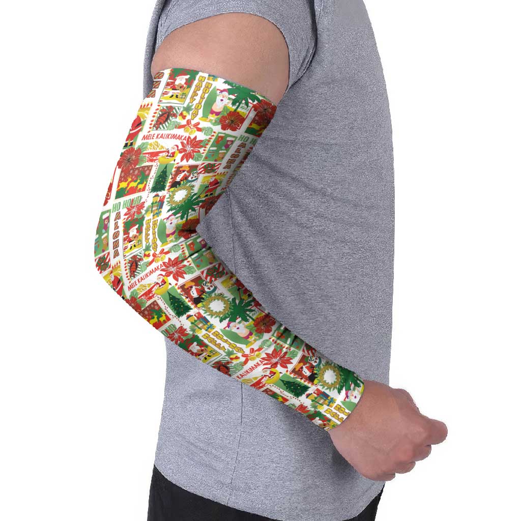 Hawaiian Santa Christmas Pattern Arm Sleeves White Version - Polynesian Pride