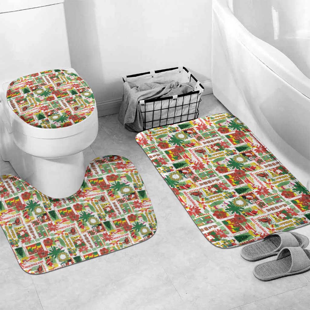Hawaiian Santa Christmas Pattern Bathroom Set White Version - Polynesian Pride