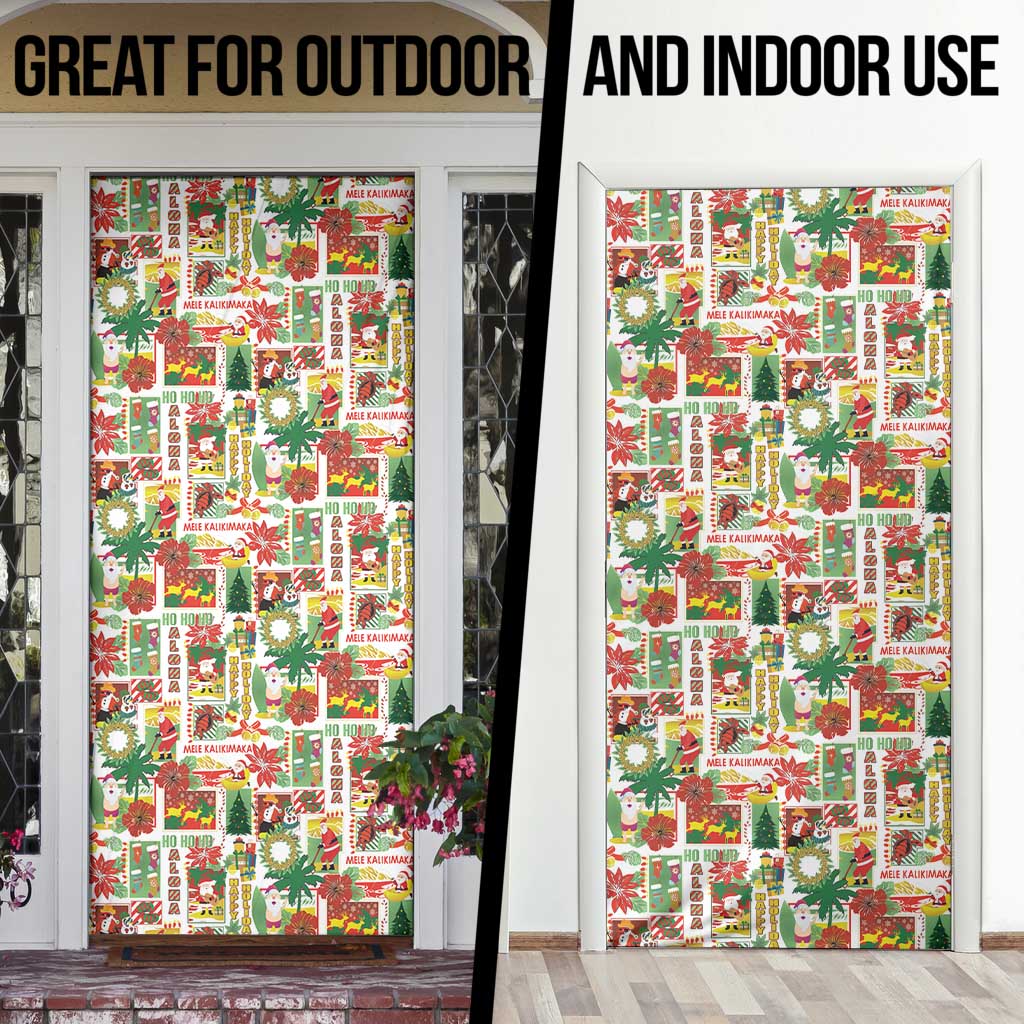Hawaiian Santa Christmas Pattern Door Cover White Version - Polynesian Pride