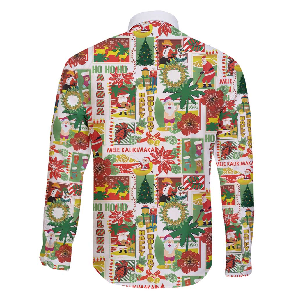 Hawaiian Santa Christmas Pattern Family Matching Mermaid Dress and Hawaiian Shirt White Version - Polynesian Pride