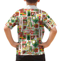 Hawaiian Santa Christmas Pattern Family Matching Off Shoulder Maxi Dress and Hawaiian Shirt White Version - Polynesian Pride