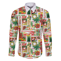 Hawaiian Santa Christmas Pattern Family Matching Off Shoulder Maxi Dress and Hawaiian Shirt White Version - Polynesian Pride