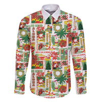 Hawaiian Santa Christmas Pattern Family Matching Short Sleeve Bodycon Dress and Hawaiian Shirt White Version - Polynesian Pride