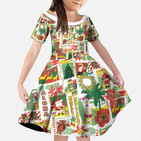 Hawaiian Santa Christmas Pattern Family Matching Summer Maxi Dress and Hawaiian Shirt White Version - Polynesian Pride