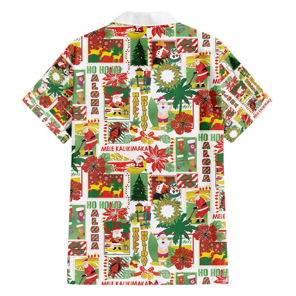 Hawaiian Santa Christmas Pattern Family Matching Summer Maxi Dress and Hawaiian Shirt White Version - Polynesian Pride