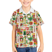 Hawaiian Santa Christmas Pattern Family Matching Summer Maxi Dress and Hawaiian Shirt White Version - Polynesian Pride