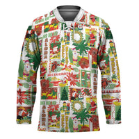 Hawaiian Santa Christmas Pattern Hockey Jersey White Version - Polynesian Pride