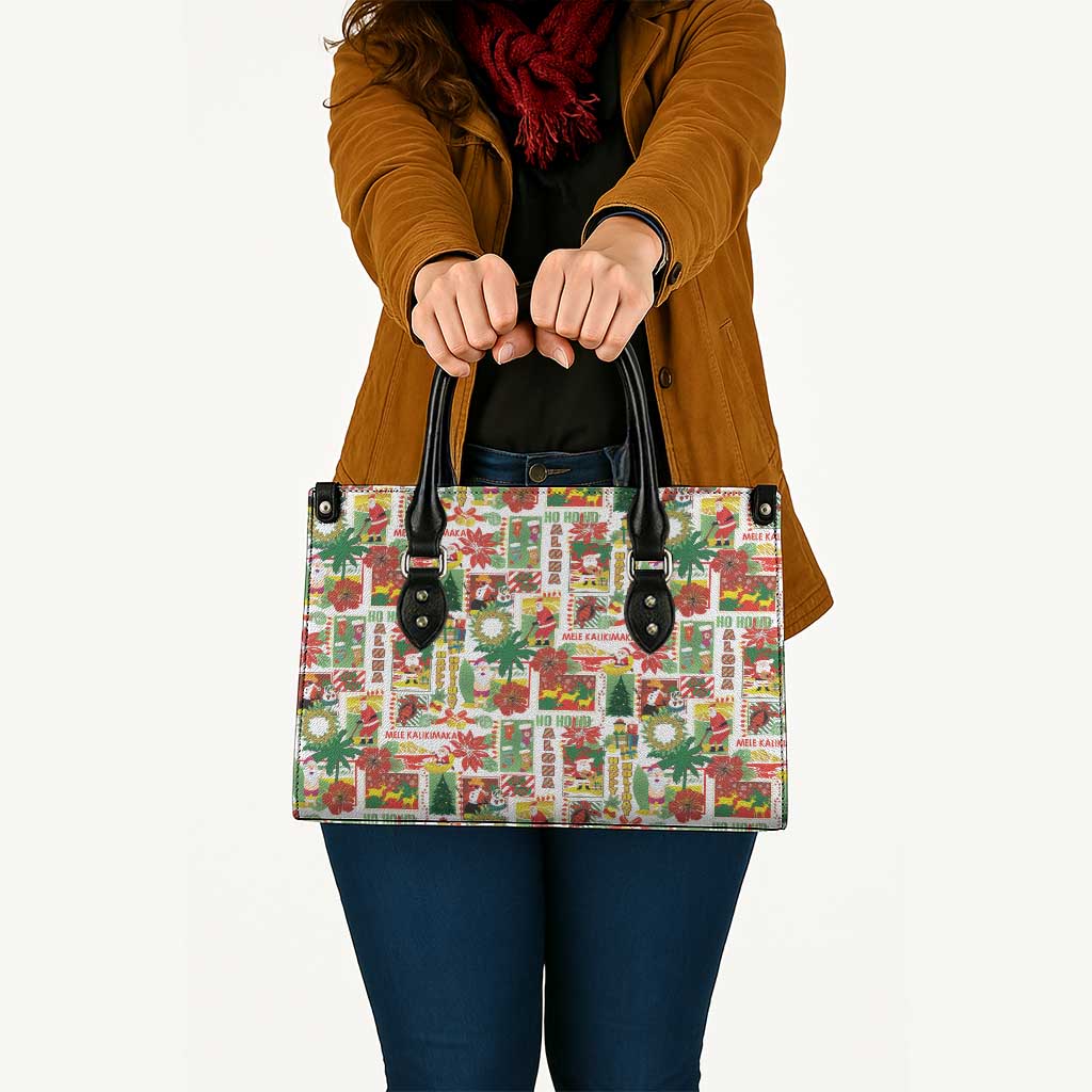 Hawaiian Santa Christmas Pattern Leather Bag White Version - Polynesian Pride