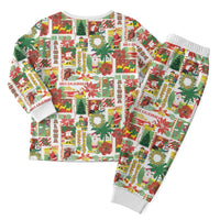Hawaiian Santa Christmas Pattern Christmas Pajama Set White Version - Polynesian Pride