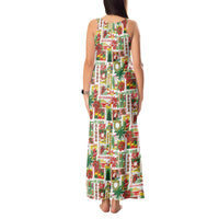 Hawaiian Santa Christmas Pattern Tank Maxi Dress White Version - Polynesian Pride