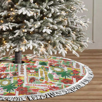 Hawaiian Santa Christmas Pattern Tree Skirt White Version - Polynesian Pride