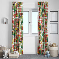 Hawaiian Santa Christmas Pattern Window Curtain White Version - Polynesian Pride