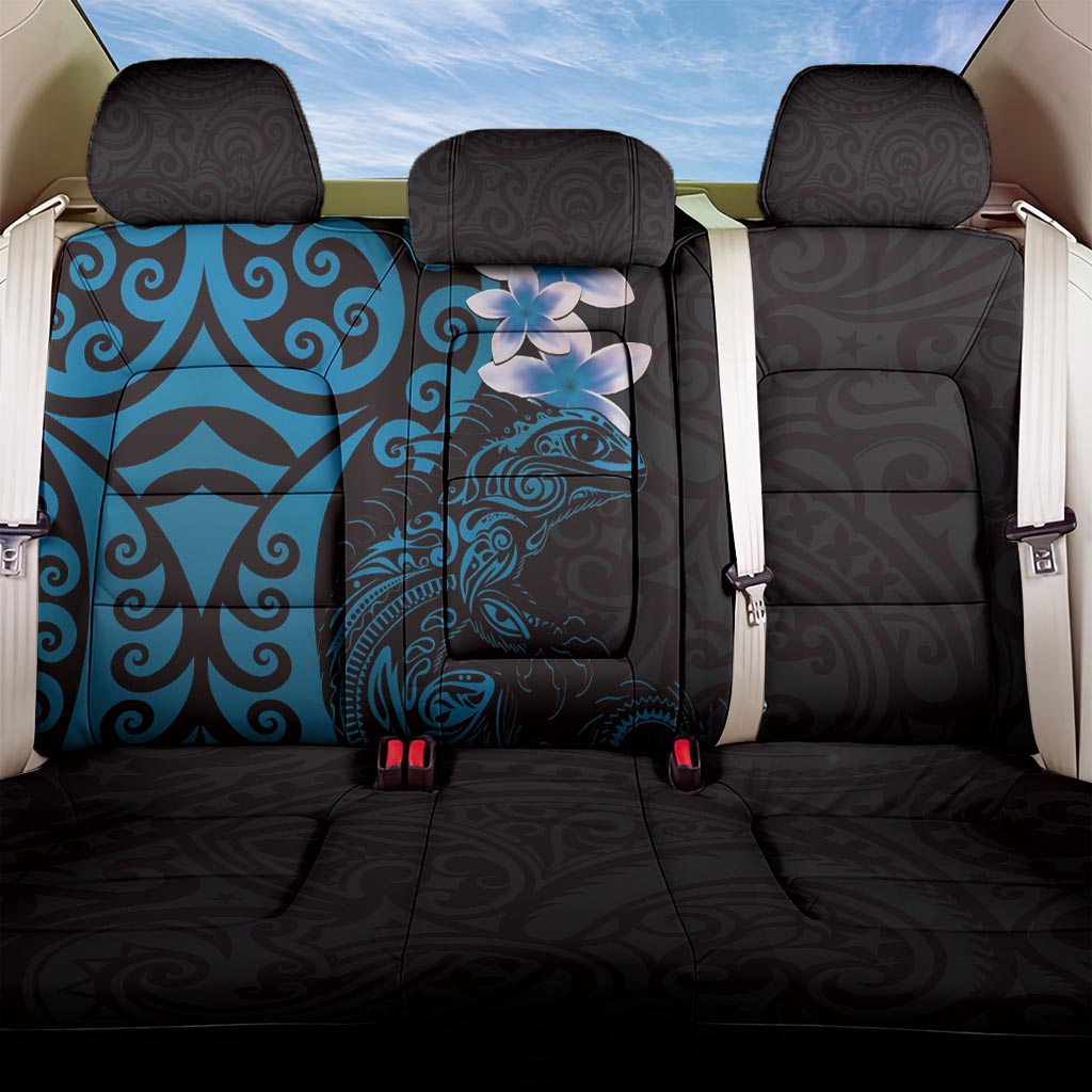 New Zealand Tuatara Plumeria Back Car Seat Cover Maori Blue Koru Tribal Tattoo LT01 One Size Blue - Polynesian Pride