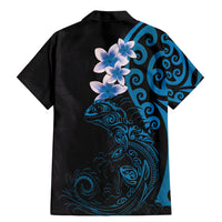 New Zealand Tuatara Plumeria Family Matching Mermaid Dress and Hawaiian Shirt Maori Blue Koru Tribal Tattoo LT01 - Polynesian Pride