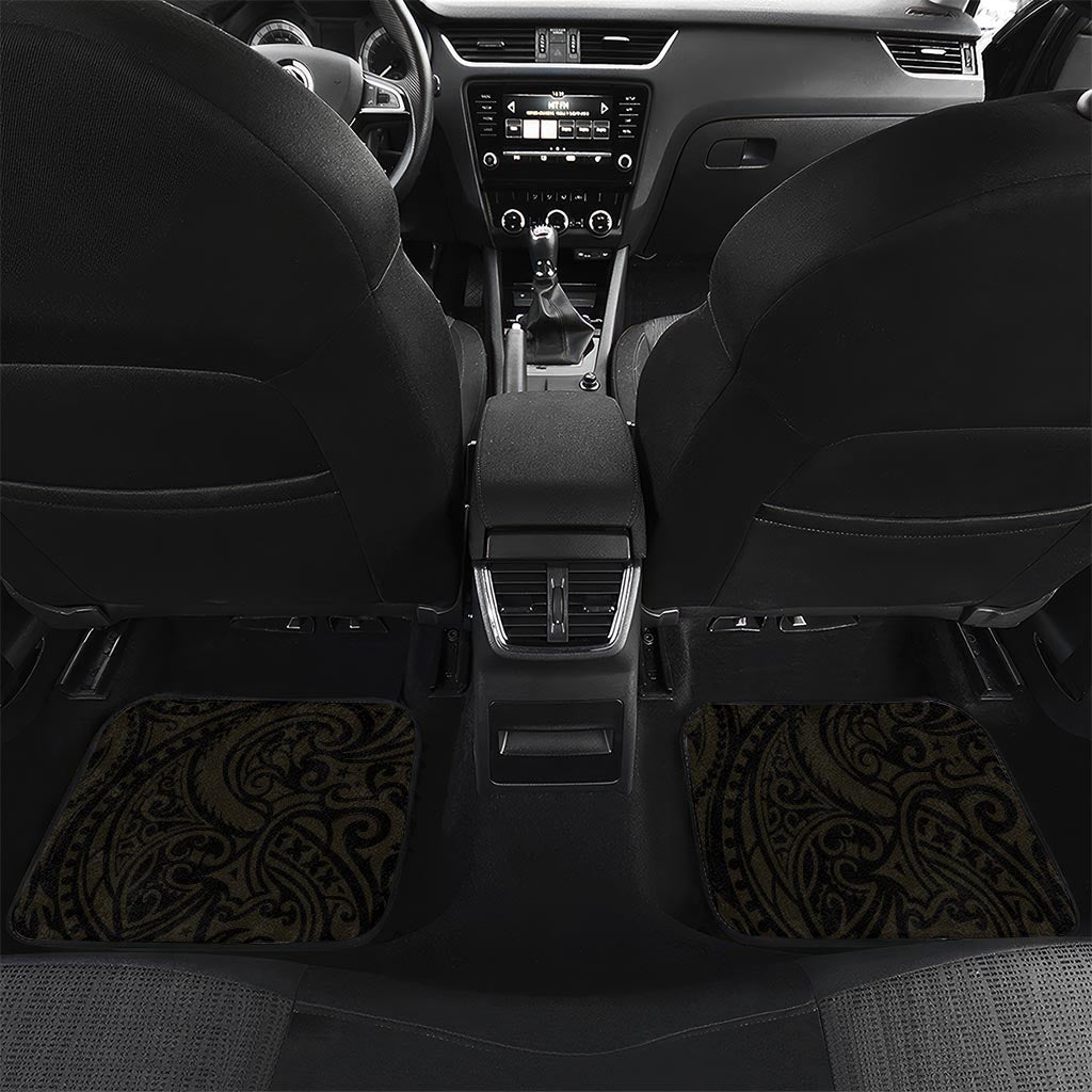 New Zealand Tuatara Plumeria Car Mats Maori Gold Koru Tribal Tattoo LT01 Set 2pcs - Back Gold - Polynesian Pride