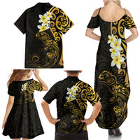 New Zealand Tuatara Plumeria Family Matching Summer Maxi Dress and Hawaiian Shirt Maori Gold Koru Tribal Tattoo LT01 - Polynesian Pride