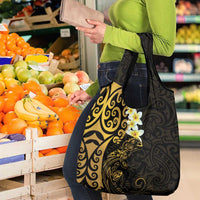 New Zealand Tuatara Plumeria Grocery Bag Maori Gold Koru Tribal Tattoo LT01 - Polynesian Pride