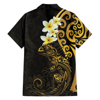 New Zealand Tuatara Plumeria Hawaiian Shirt Maori Gold Koru Tribal Tattoo LT01 - Polynesian Pride